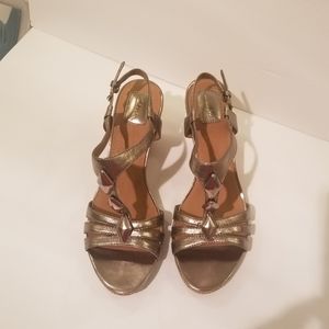 Clarks gold wedges  size 10m